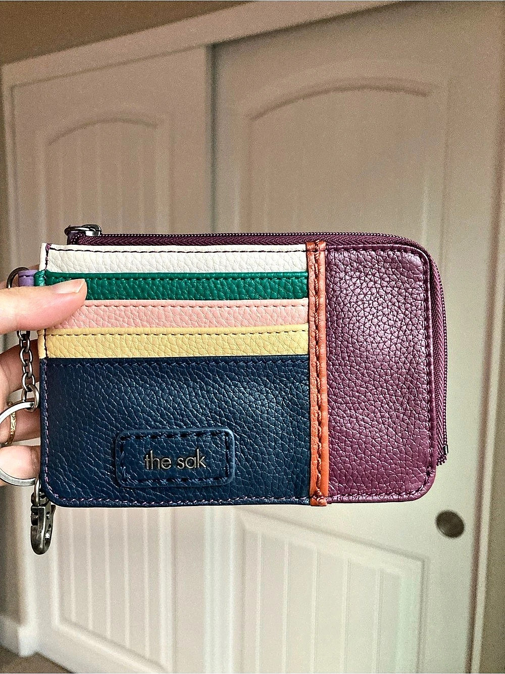 The Sak Iris Pebbled Leather Large Cardholder Wallet Colorblock with Coin Purse